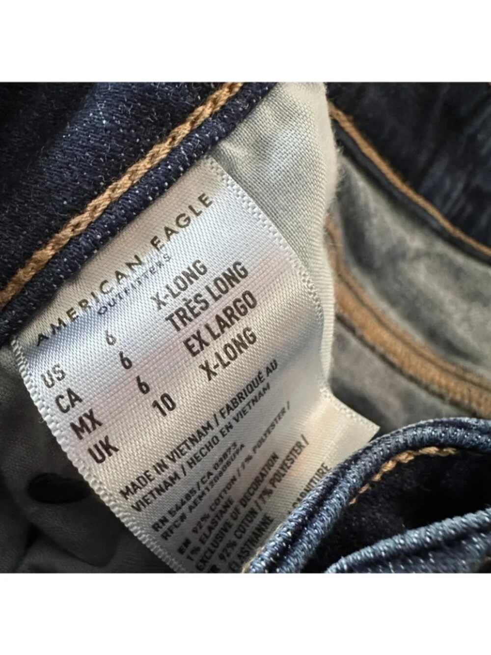 American Eagle Highest Rise Flare Dark Wash Jeans 6 X-Long Tall Stretch